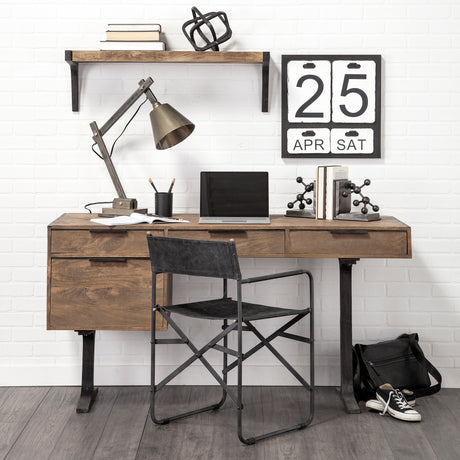 Direttore Black Iron Frame Black Leather Dining Chair from Mercana - Luna Furniture