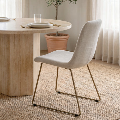 Sawyer I Beige Fabric Seat Gold Metal Frame Dining Chair, Set of 2 from Mercana - Luna Furniture