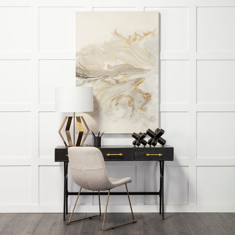 Edwards (26"H) Gold Metal Base w/ Cream Fabric Shade Table Lamp from Mercana - Luna Furniture