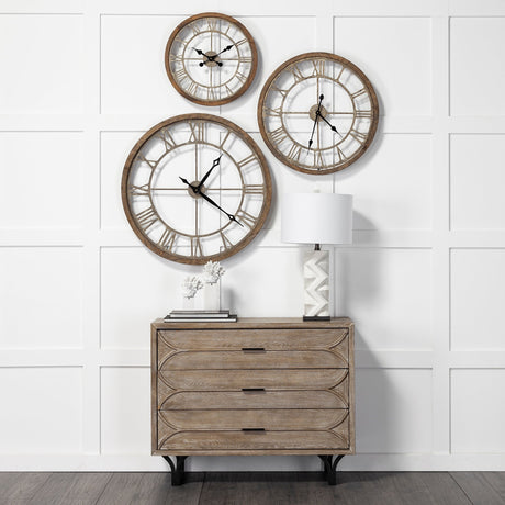 Mething Light Brown 25" Medium Farmhouse Wall Clock from Mercana - Luna Furniture