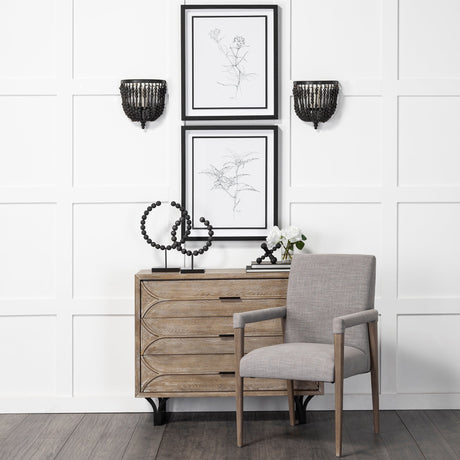 Palisades Grey Fabric Wrap Brown Wooden Frame Dining Chair from Mercana - Luna Furniture