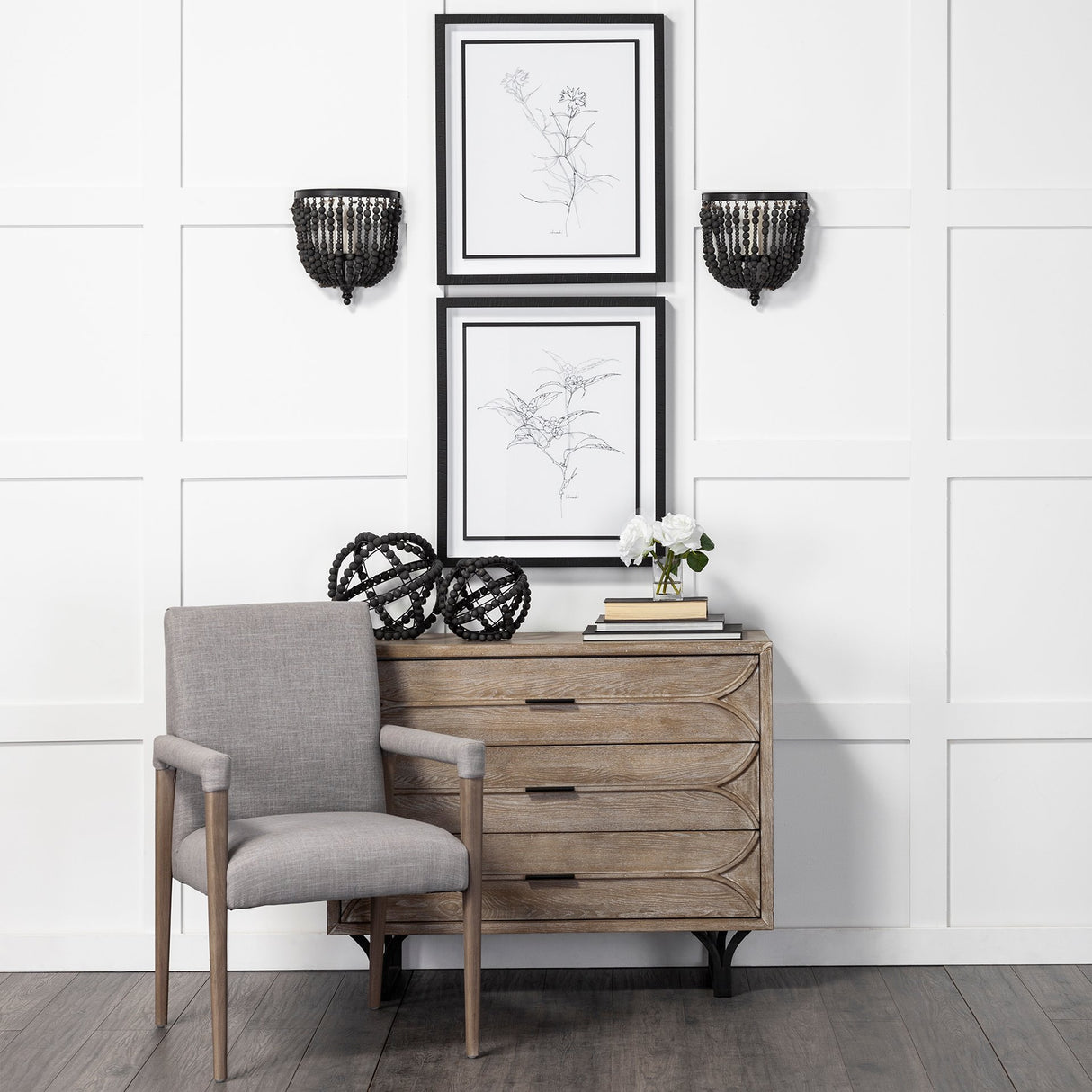 Earnhardt II Large 11L x 11W Black Wooden Beaded Orb from Mercana - Luna Furniture
