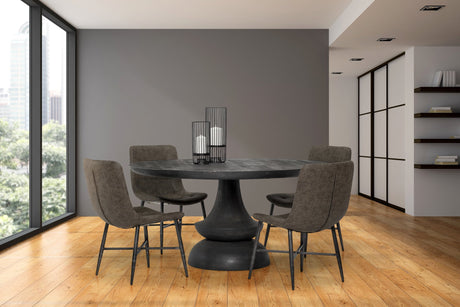 Crossman 60" Round Dark Brown/Gray Solid Wood Table Top & Base Dining Table from Mercana - Luna Furniture
