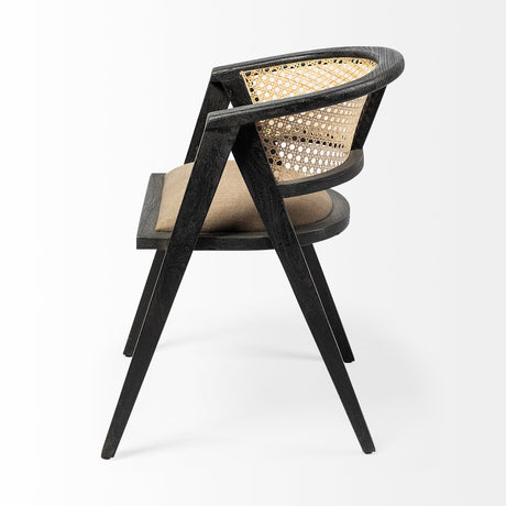 Tabitha I Black Wooden Frame Linen Wrap Seat Dining Chair from Mercana - Luna Furniture