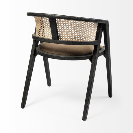 Tabitha I Black Wooden Frame Linen Wrap Seat Dining Chair from Mercana - Luna Furniture