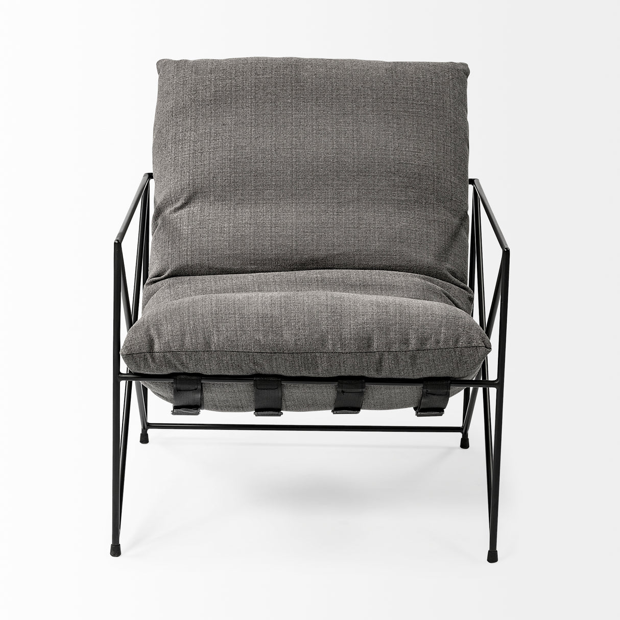 Leonidas 28.5L x 29.5W x 34.0H Grey Fabric Wrap Black Metal Frame Accent Chair from Mercana - Luna Furniture