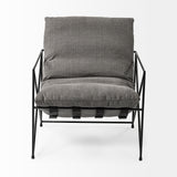 Leonidas 28.5L x 29.5W x 34.0H Grey Fabric Wrap Black Metal Frame Accent Chair from Mercana - Luna Furniture