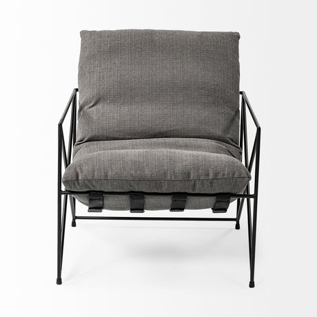 Leonidas 28.5L x 29.5W x 34.0H Grey Fabric Wrap Black Metal Frame Accent Chair from Mercana - Luna Furniture