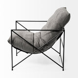 Leonidas 28.5L x 29.5W x 34.0H Grey Fabric Wrap Black Metal Frame Accent Chair from Mercana - Luna Furniture