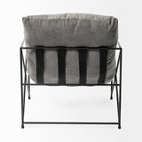 Leonidas 28.5L x 29.5W x 34.0H Grey Fabric Wrap Black Metal Frame Accent Chair from Mercana - Luna Furniture