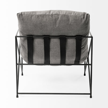 Leonidas 28.5L x 29.5W x 34.0H Grey Fabric Wrap Black Metal Frame Accent Chair from Mercana - Luna Furniture