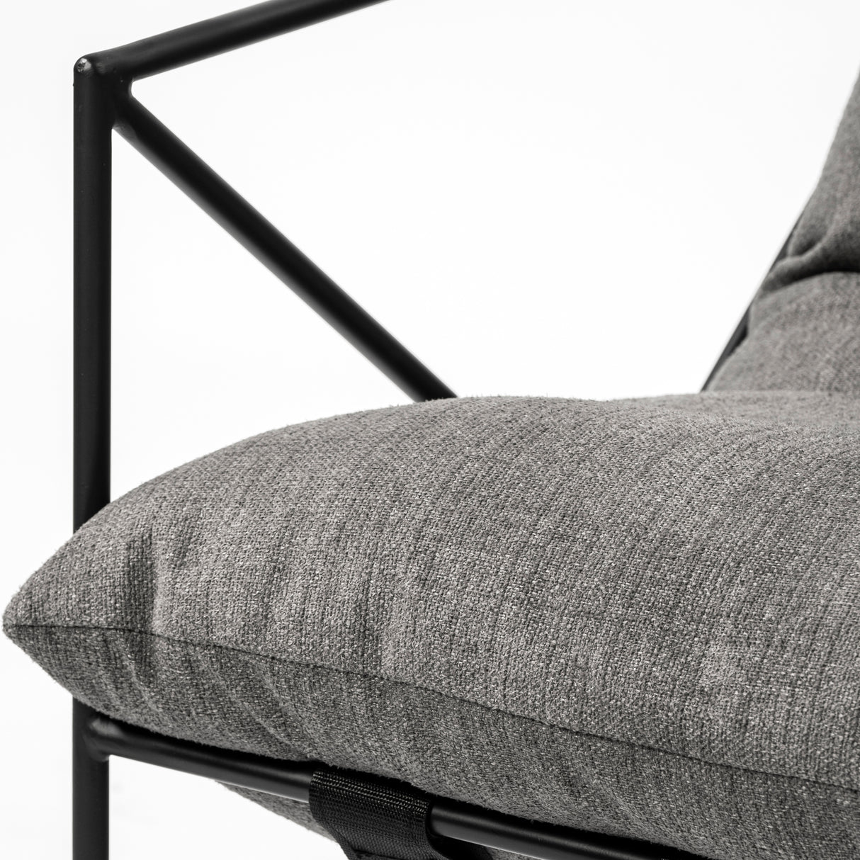Leonidas 28.5L x 29.5W x 34.0H Grey Fabric Wrap Black Metal Frame Accent Chair from Mercana - Luna Furniture