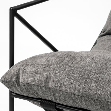 Leonidas 28.5L x 29.5W x 34.0H Grey Fabric Wrap Black Metal Frame Accent Chair from Mercana - Luna Furniture