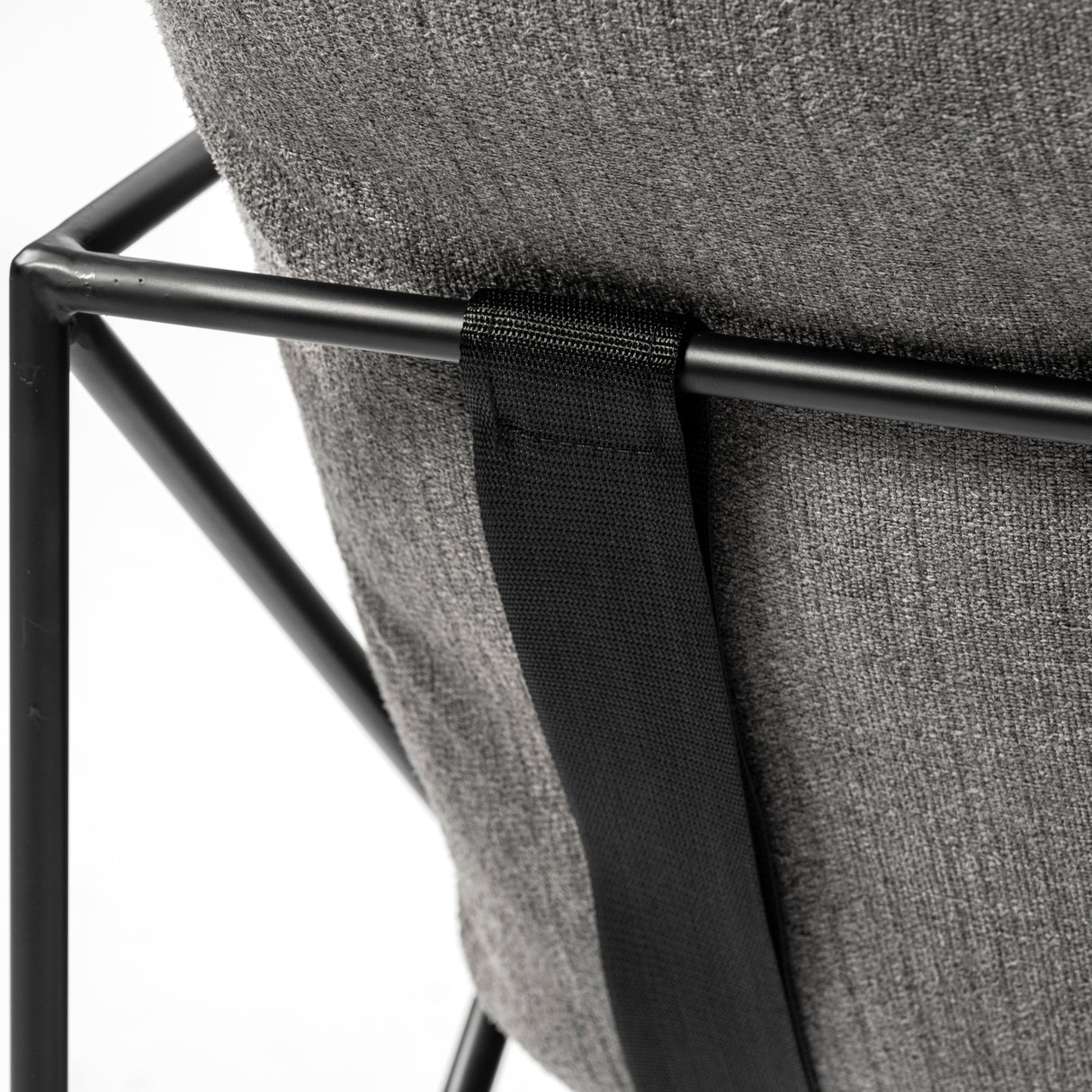 Leonidas 28.5L x 29.5W x 34.0H Grey Fabric Wrap Black Metal Frame Accent Chair from Mercana - Luna Furniture