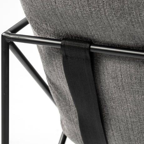 Leonidas 28.5L x 29.5W x 34.0H Grey Fabric Wrap Black Metal Frame Accent Chair from Mercana - Luna Furniture