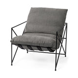 Leonidas 28.5L x 29.5W x 34.0H Grey Fabric Wrap Black Metal Frame Accent Chair from Mercana - Luna Furniture