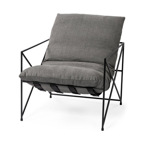Leonidas 28.5L x 29.5W x 34.0H Grey Fabric Wrap Black Metal Frame Accent Chair from Mercana - Luna Furniture