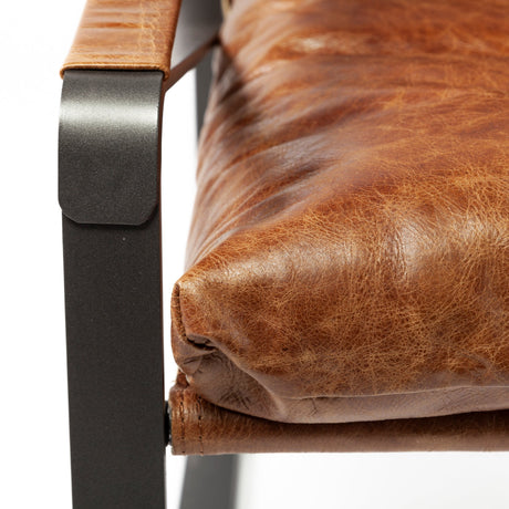 Hornet I 27.0L x 35.0W x 36.0H Brown Leather Unibody Seat w/ Black Metal Frame Accent Chair from Mercana - Luna Furniture