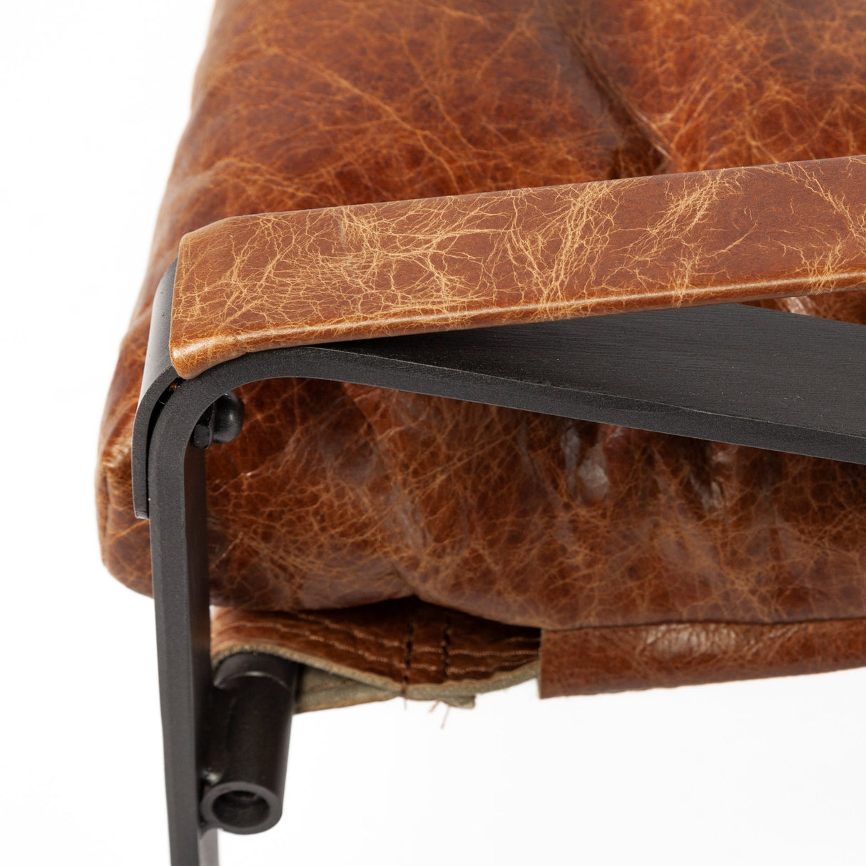 Hornet I 27.0L x 35.0W x 36.0H Brown Leather Unibody Seat w/ Black Metal Frame Accent Chair from Mercana - Luna Furniture