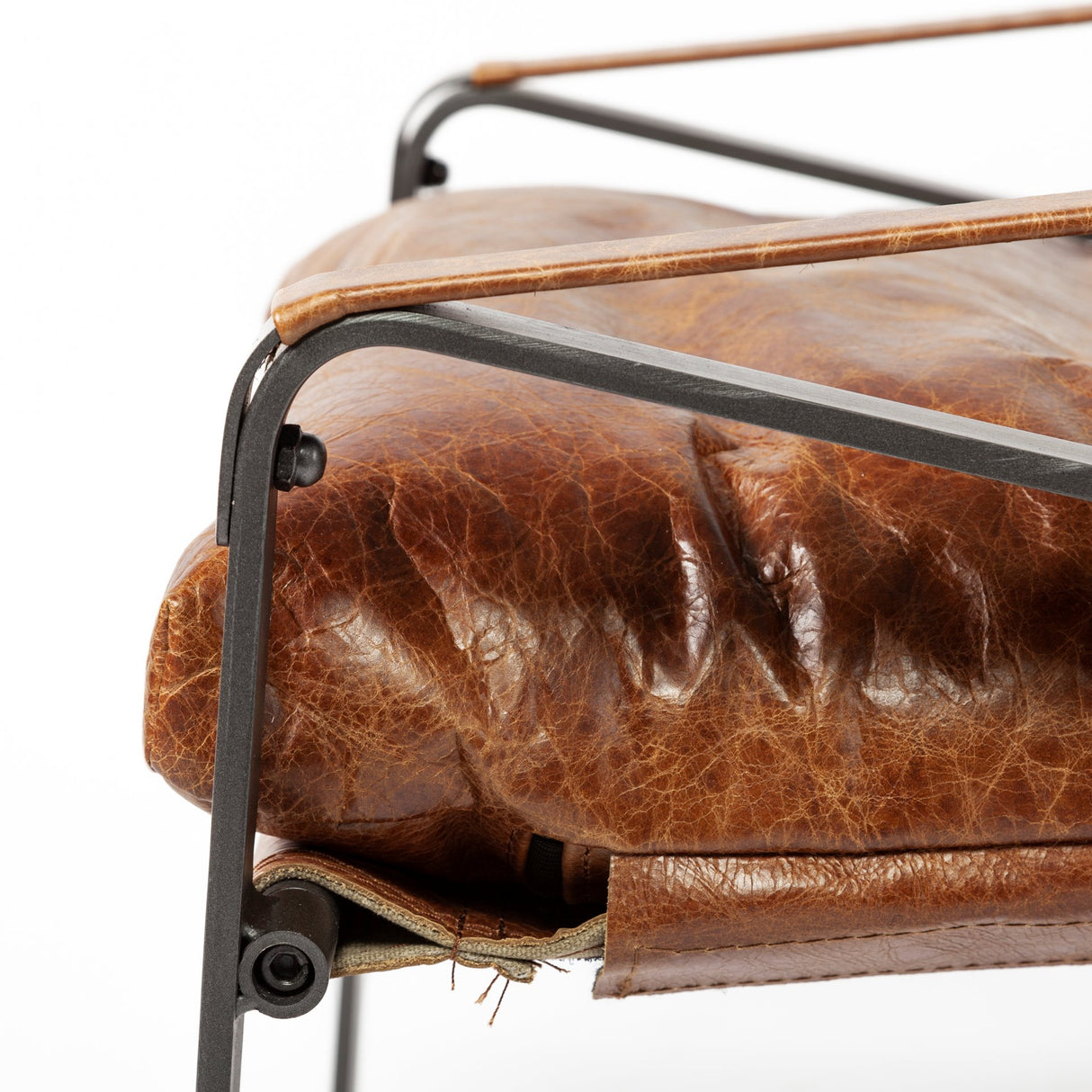 Hornet I 27.0L x 35.0W x 36.0H Brown Leather Unibody Seat w/ Black Metal Frame Accent Chair from Mercana - Luna Furniture
