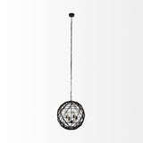 Dyson II (22.5"D) Black Metal Triangular Orb Four Bulb Chandelier from Mercana - Luna Furniture