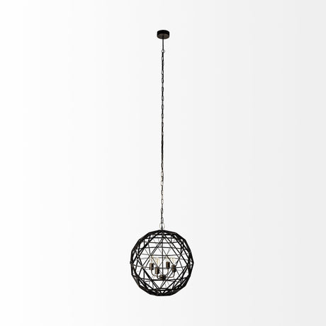 Dyson II (22.5"D) Black Metal Triangular Orb Four Bulb Chandelier from Mercana - Luna Furniture