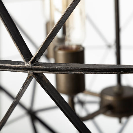 Dyson II (22.5"D) Black Metal Triangular Orb Four Bulb Chandelier from Mercana - Luna Furniture