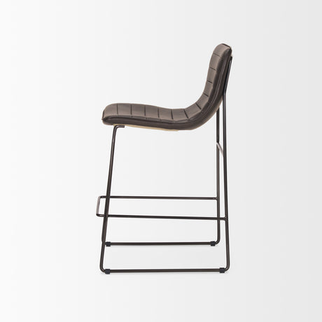 Meritt 37"H Black Faux-Leather Seat W/ Black Metal Frame Stool from Mercana - Luna Furniture