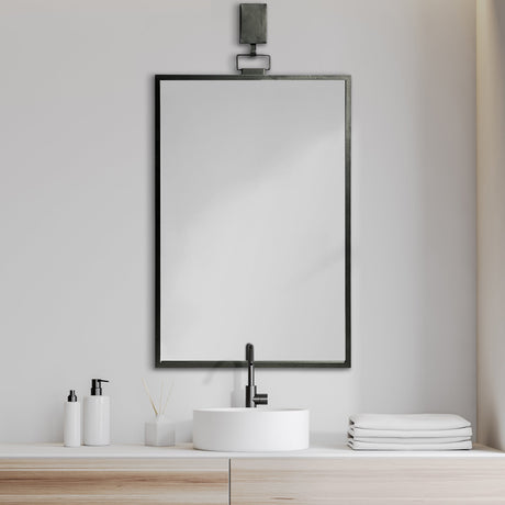 Grimm 24x43 Rectangular Gray Metal Frame Mirror from Mercana - Luna Furniture