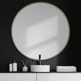 Piper 47.2L x 1.0W x 47.2H Large Gold Metal Round Wall Mirror from Mercana - Luna Furniture