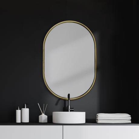 Sylvia I 24L x 35H Oval Gold Metal Frame Wall Mirror from Mercana - Luna Furniture