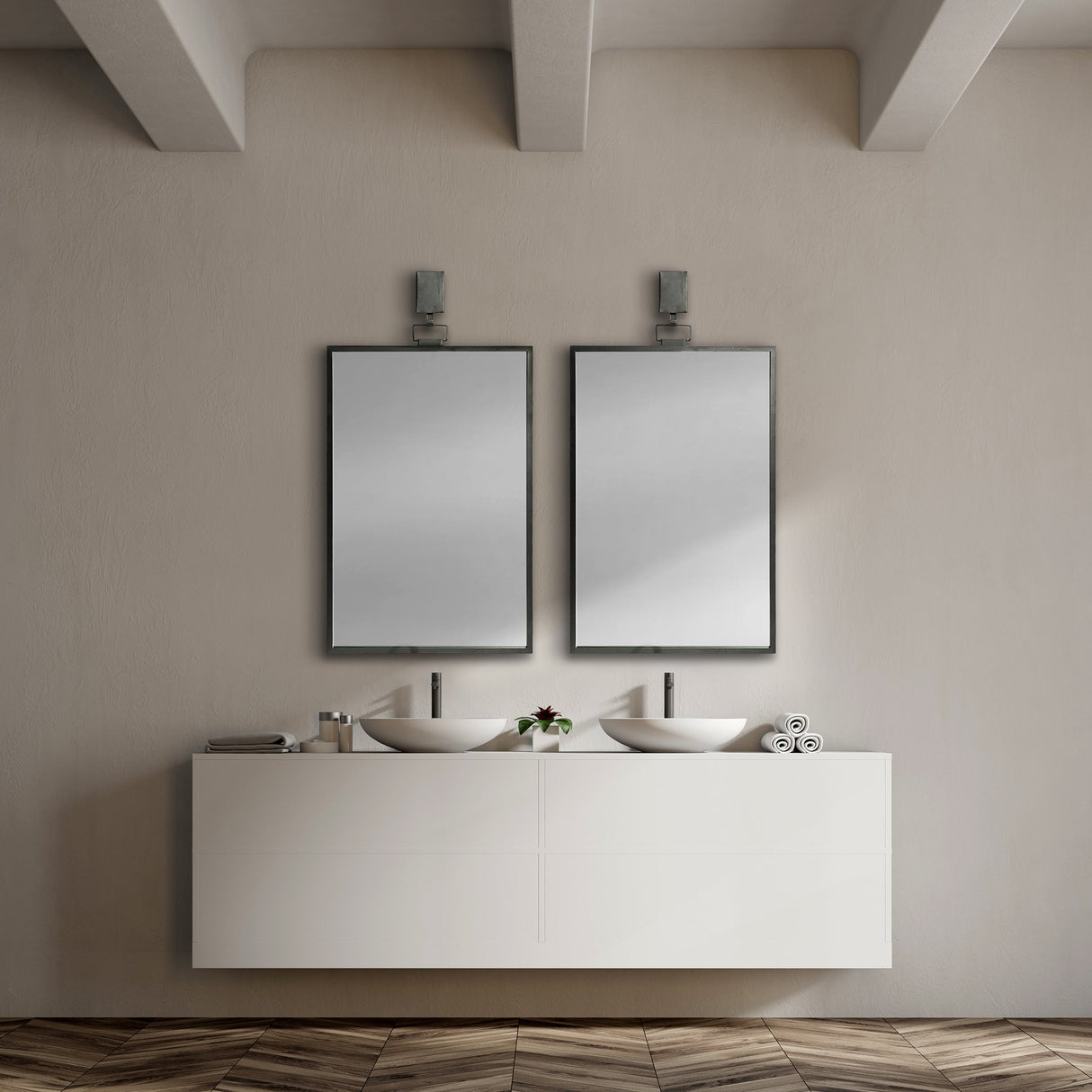 Grimm 24x43 Rectangular Gray Metal Frame Mirror from Mercana - Luna Furniture