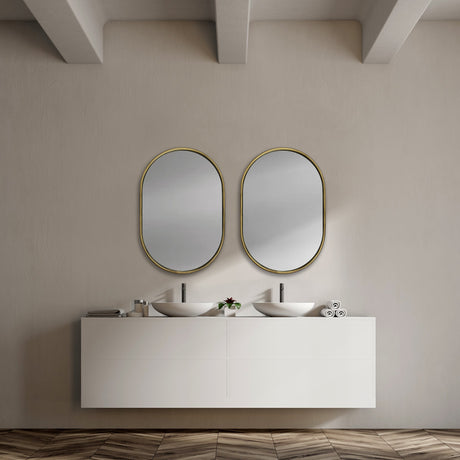 Sylvia I 24L x 35H Oval Gold Metal Frame Wall Mirror from Mercana - Luna Furniture