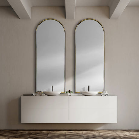 Agatha 28.0L x 2.0W x 70.0H Rounded Arch Gold Metal Frame Full Length Mirror from Mercana - Luna Furniture