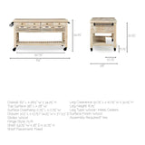 Columbia 62L x 28W x 36H I Light Brown Body w/ Black Iron Knobs Rolling Kitchen Island from Mercana - Luna Furniture