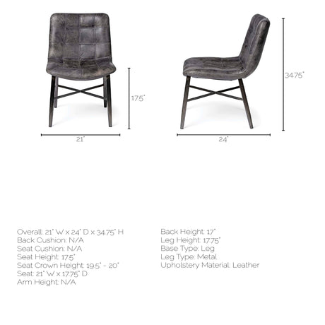 Horsdal Black Genuine Leather Seat w/ Black Metal Frame Dining Chair from Mercana - Luna Furniture
