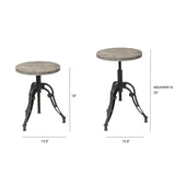 Emslie I 19"-25" Brown Wood Seat Black Metal Frame Stool from Mercana - Luna Furniture