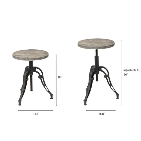Emslie I 19"-25" Brown Wood Seat Black Metal Frame Stool from Mercana - Luna Furniture