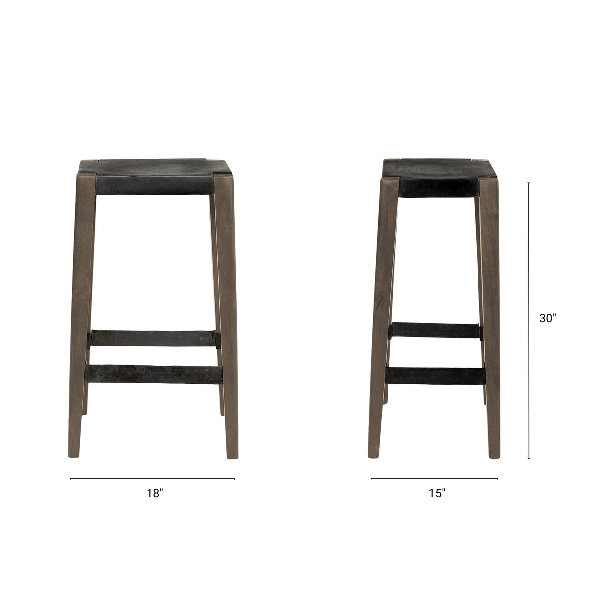 Nell 30" Seat Height Black Metal Seat & Foot Rest With Brown Wood Legs Stool from Mercana - Luna Furniture