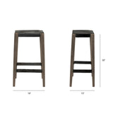 Nell 30" Seat Height Black Metal Seat & Foot Rest With Brown Wood Legs Stool from Mercana - Luna Furniture