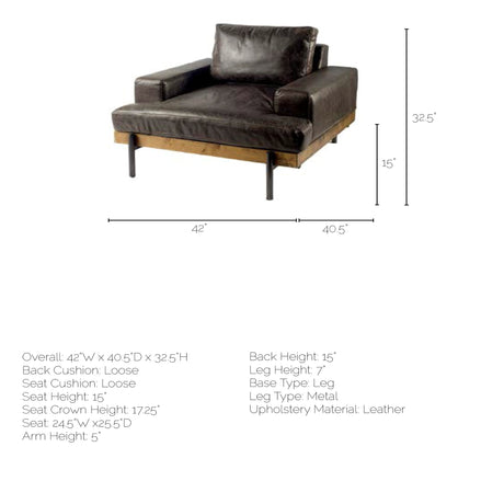 Colburne I Brown Leather Body Wood/Iron Frame Club Chair from Mercana - Luna Furniture
