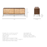 Swordfish 72L x 19W x 30.25H Two-Tone Brown Wood Cabinet Silver Metal Base 4 Cabinet Door Sideboard from Mercana - Luna Furniture