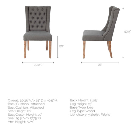 Mackenzie II Gray Plush Linen Covering Ash Solid Wood Base Dining Chair from Mercana - Luna Furniture