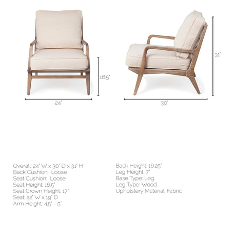 Harman II Off-White Fabric Seat w/ Wood Frame Accent Chair from Mercana - Luna Furniture