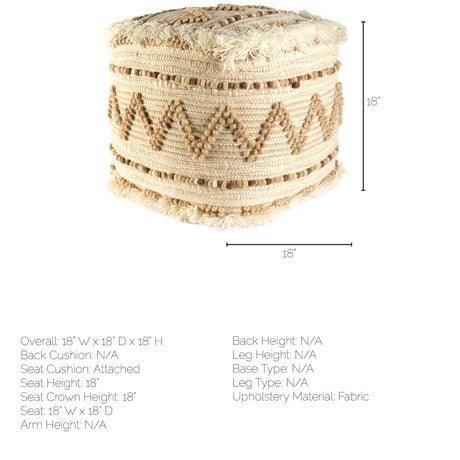 Caela Beige/Brown Wool, Cotton and Felt Popcorn Stitch Square Pouf from Mercana - Luna Furniture
