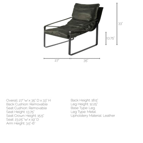 Hornet II Black Leather Body Metal Frame Accent Chair from Mercana - Luna Furniture