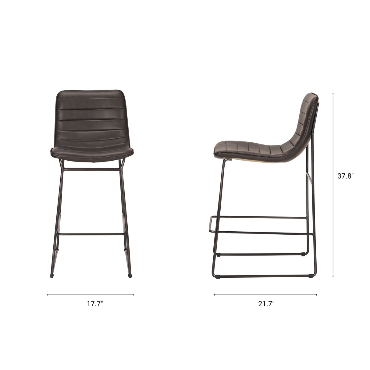 Meritt 37"H Black Faux-Leather Seat W/ Black Metal Frame Stool from Mercana - Luna Furniture