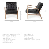 Phineas Black Leather W/ Brown Wooden Frame Accent Chair from Mercana - Luna Furniture