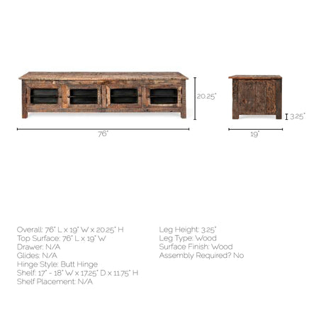 Wilton II Reclaimed Wood and Metal Media Console from Mercana - Luna Furniture