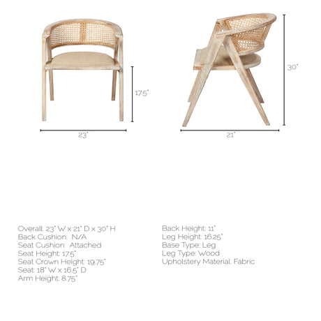 Tabitha I Blonde Wooden Frame 100% Polyester Seat Dining Chair from Mercana - Luna Furniture